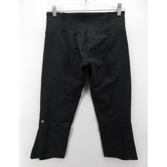 Lululemon Leggings 8 Snap Up Pants Gym Logo Yoga Cropped Active - Picture 6 of 10